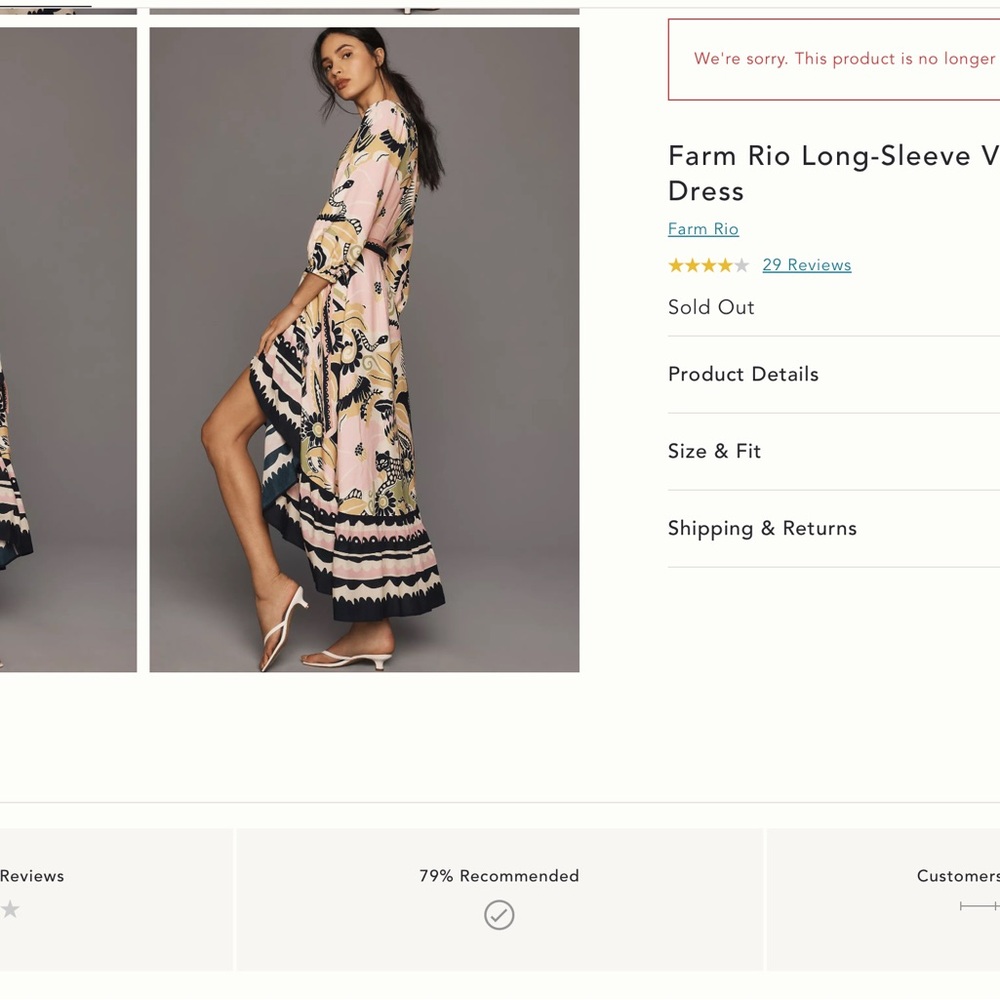 Farm Rio Long-Sleeve V-Neck Dress - Pink and Black